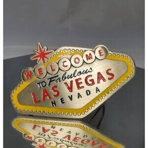 Las Vegas Belt Buckle Pewter Welcome to Fabulous Nevada Drive Carefully 4633